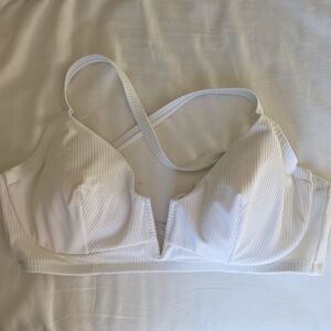 Shade & Shore White Ribbed Bralette